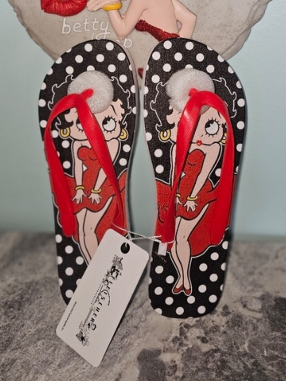 Betty Boop Black & Red Polka-Dot Women's Sandals